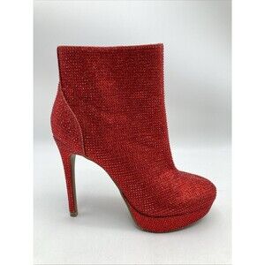 Thalia Sodi Women's Chiara Platform Dress Booties - Red Lurex Sz 6